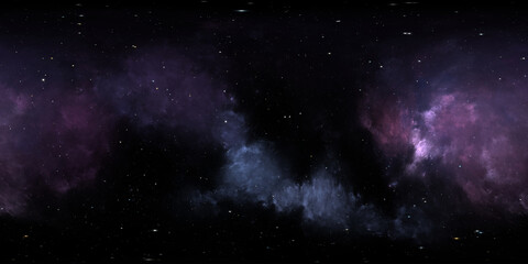 Wall Mural - 360 degree space nebula. giant interstellar cloud with stars, equirectangular projection, environmen