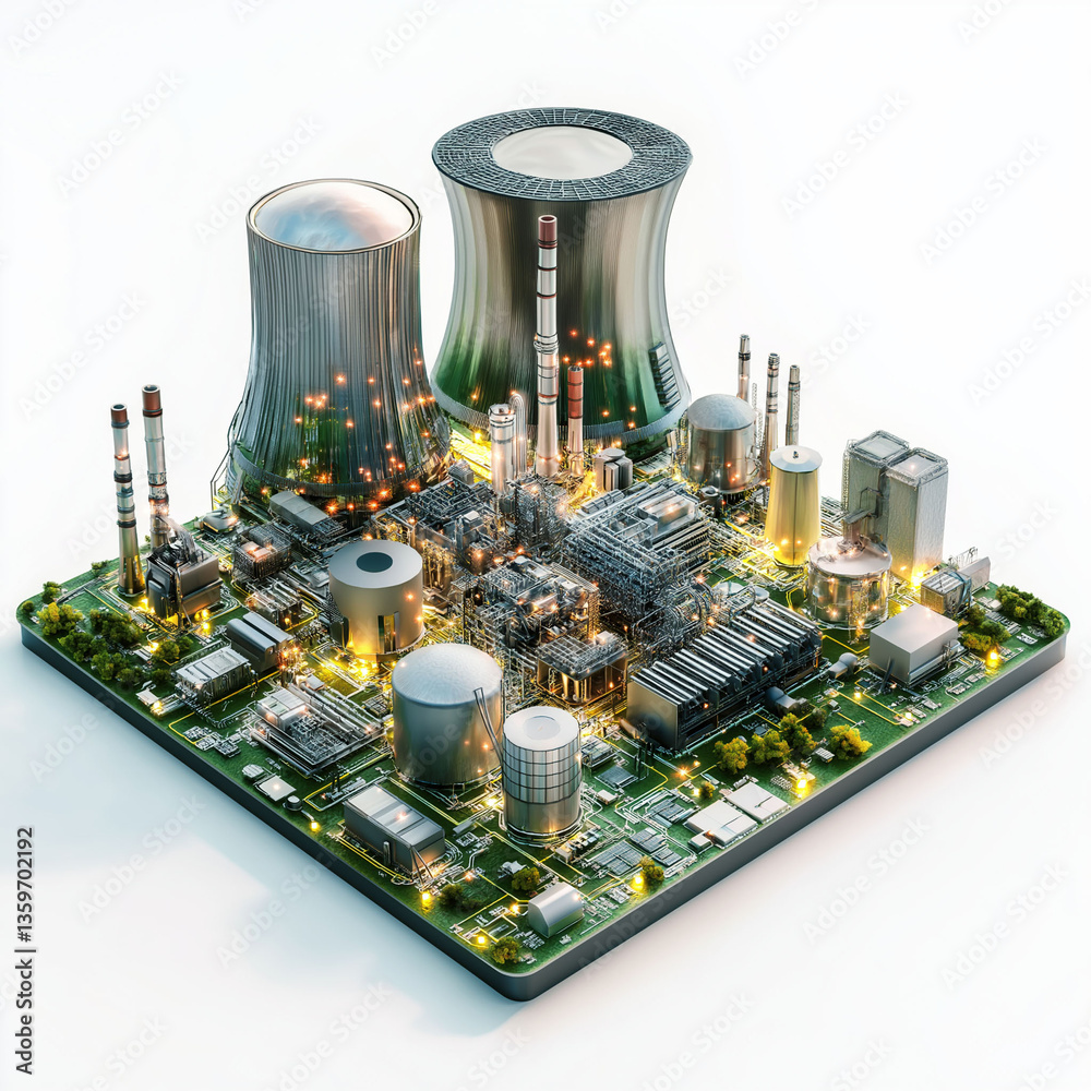 Small Modular Reactor nuclear grid energy. SMR. Electricity renewable ...