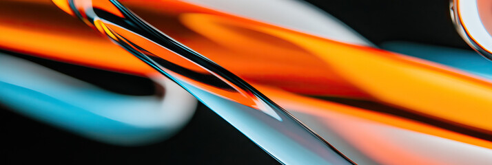 Poster - Abstract Composition of Orange, Teal, and Off-White Bands with Reflective Element