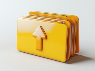 Poster - Bright Yellow Files Upload: A Clean, Minimalist 3D Icon
