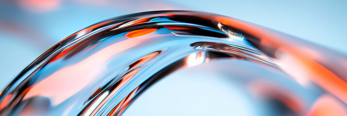 Poster - Abstract Image of a Translucent Curved Form with Blue and Orange Hues