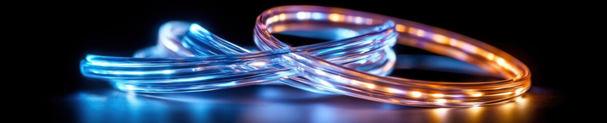 Poster - Intertwined LED Light Strips, Blue and Amber