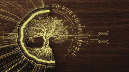 Poster - digital tree of life: a captivating conceptual design blends the organic elegance of a tree with the