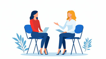 Poster - Two businesswomen engage in productive discussion, showcasing leadership and collaboration in professional setting. businesswoman leader digital nomad