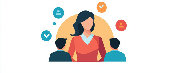 Poster - Empowered businesswoman and leader guiding her team with confidence while making important decisions that shape their future. businesswoman leader digital nomad