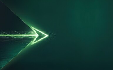 Poster - Digital Arrow: A striking digital rendering of a glowing arrow, representing progress and direction, positioned against a deep green backdrop.