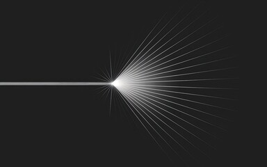 Poster - Light Burst: A minimalist graphic featuring a bright beam emanating from a point, creating a fan-shaped burst of light against a dark backdrop, symbolizing energy.