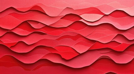 Poster - Abstract layered red paper design creating a wave-like texture, suitable for backgrounds in creative projects