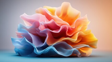 Poster - abstract digital rende of a vibrant multicolored wave-like form resembling a soft flowing cloud or f