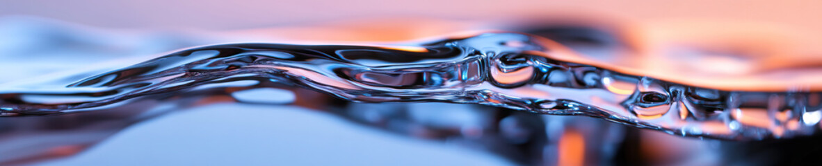 Poster - Close-up Photograph of a Flowing Liquid with Blue and Orange Lighting