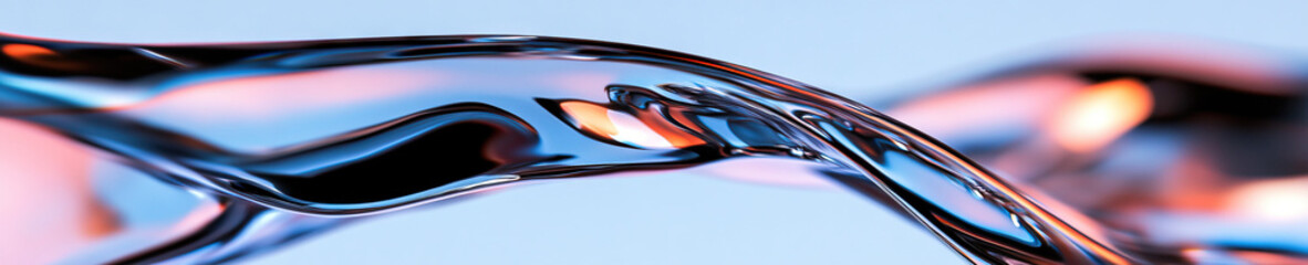 Poster - Abstract Image of Flowing Liquid with Blue, Black, and Orange Highlights