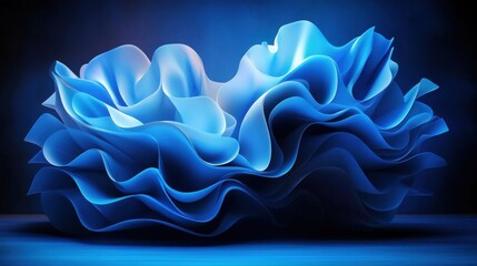 Poster - abstract digital art of a luminous flowing blue form resembling a stylized coral or wave, beautifull