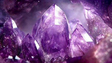 Poster - This image showcases beautiful purple crystals glimmering in soft light. Ideal for enhancing creative projects or showcasing natural beauty. A perfect blend of elegance and mystique. AI