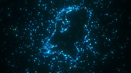 Wall Mural - futuristic digital visualization of netherlands map composed of glowing blue particles. the abstract