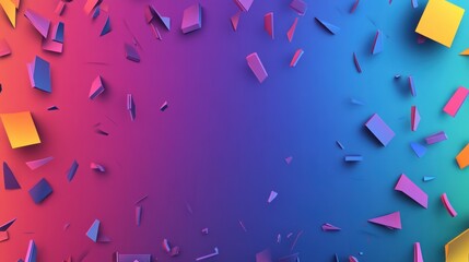 Poster - vibrant abstract background with multicolored gradient and colorful geometric shapes including recta
