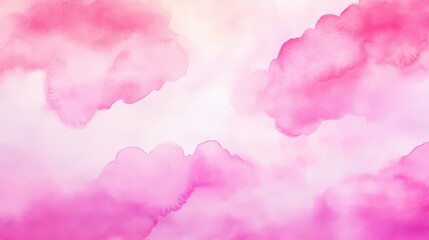 Poster - Soft pink watercolor clouds blend beautifully, creating a dreamy and serene atmosphere, perfect for artistic inspiration, Sustainable Living.