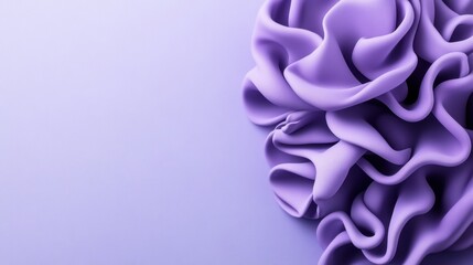 Poster - A cluster of soft lavender fabric elegantly draped on a solid lavender background creates a serene and calming visual with ample negative space available.