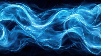 Aufkleber - Abstract Flowing Translucent Blue Smoke or Energy Waves on a Black Background Creating a Dynamic and Visually Striking Aesthetic for Any Design Project