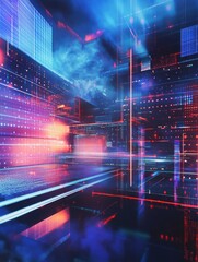 Poster - retro futuristic grid synthwave poster background