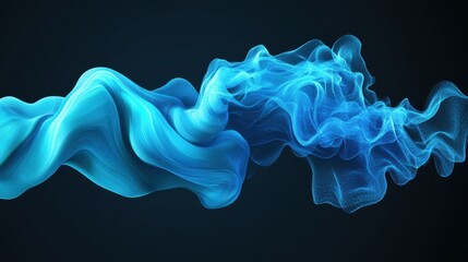 Poster - abstract digital art of flowing translucent light-blue form with soft curves and textures contrastin