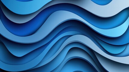 Poster - Abstract background featu layered wavy textures in various shades of blue, showcasing a beautiful paper cut-out design for creative projects and presentations