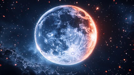 Wall Mural - Cosmic Moon in Nebula