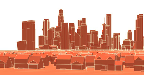Poster - industrial landscape of a modern city 3d illustration	