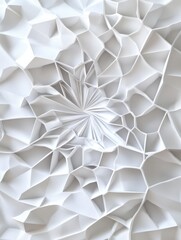 Poster - Abstract 3D render of a white low poly background featuring intricate geometric facets and a clean look