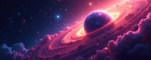 Celestial sphere with vibrant colors and wispy tendrils of gas, abstract planet, astronomy