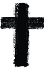 Poster - Textured Religion Cross . Christian cross . Vector cross with rough edges
