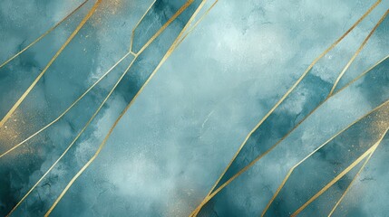 Poster - Elegant backdrop of soft pastel teal pencil strokes with gold accents for artistic presentations or events