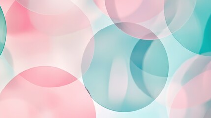 Poster - Soft overlapping circles in pastel pink and blue create a calming abstract background perfect for various design projects