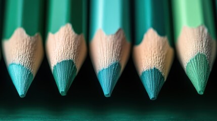 Poster - Gradient of green pencil strokes arranged in a minimalist design for artistic expression