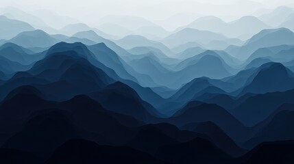 Poster - Muted gradient pencil strokes create a serene mountainous background evoking calm and tranquility