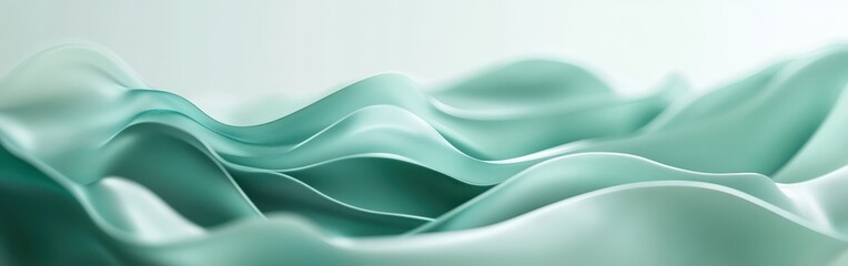 Leinwandbilder - Elegant abstract design featuring flowing curves in monochromatic mint hues for modern decor