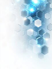 Poster - modern 3d hexagonal technology abstract background features blue bright energy flashes under hexagon