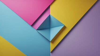 Poster - abstract colored geometric background, viewed from above and in flat lay arrangement.