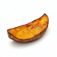 Poster - Roasted sweet potato wedge served on a clean white background highlighting natural texture and color