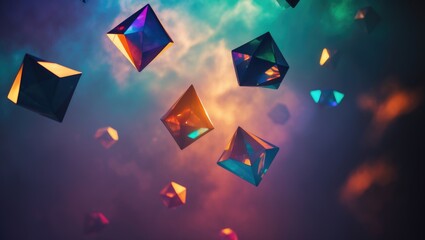 Poster - colorful background with abstract geometric shapes.