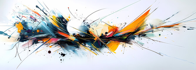 Poster - Abstract Burst of Colors: A dynamic abstract artwork explodes with vibrant hues, energetic brushstrokes, and a sense of movement, creating a visual symphony of color and form.