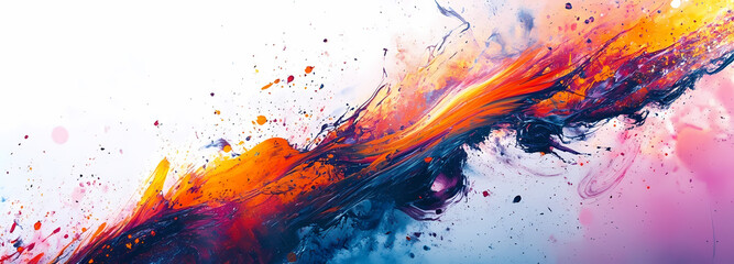 Aufkleber - Abstract Burst of Colors: A dynamic and vibrant abstract composition, featuring a vivid explosion of colors that sweep across the frame, evoking a sense of energy, creativity, and artistic expression.