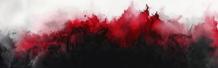 Poster - Bold and dramatic watercolor composition showcasing an interplay of red and black hues in an abstract style
