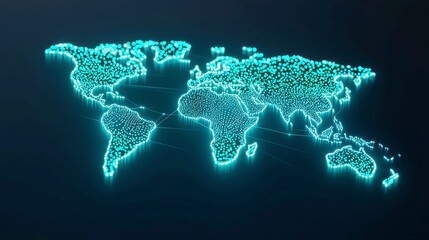 Poster - Global Cyber-Financial Network, vibrant digital illustration showcasing interconnected financial systems as glowing dots and bright cyan pathways on a modern world map, symbolizing innovation.