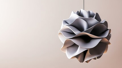 Poster - Silver ribbons crafted from thin metal sheets hang gracefully in an art gallery, showcasing beautiful shapes against a white wall
