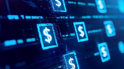 Poster - Global Digital Wallet Network, futuristic visualization of illuminated dots creating a global map, cyan pathways for transactions, vibrant currency icons, advanced digital aesthetics.