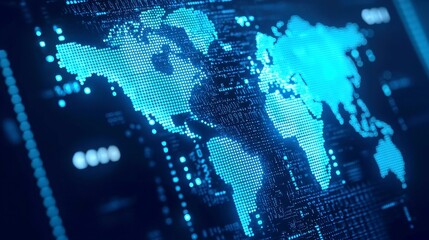 Poster - Global Digital Wallet Network Luminous dots illustrating interconnected digital wallets on a global map, vibrant cyan pathways and illuminated currency icons showcase seamless financial integration.