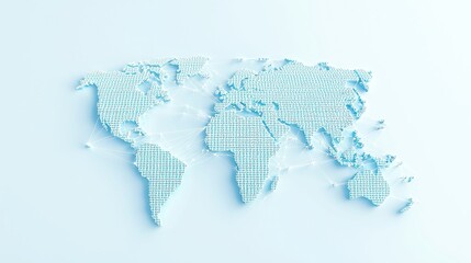 Poster - Global E-Commerce Connectivity Futuristic illustration of a world map made of glowing dots, bright cyan pathways, illuminated dollar symbols, highlighting global digital trade.