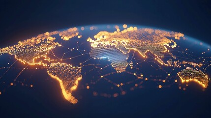 Poster - Global Financial Transparency, a vibrant digital world map featuring interconnected glowing dots, bright transaction lines, illuminated currency symbols, modern aesthetics, minimalist design