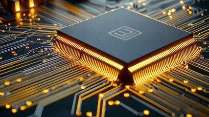 Poster - Close-Up View of Circuit Board with Microchip