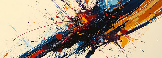 Poster - Explosive Abstract Painting: A dynamic, abstract artwork with bold strokes of color, creating a sense of energy and movement. It evokes passion, chaos, and artistic expression.
